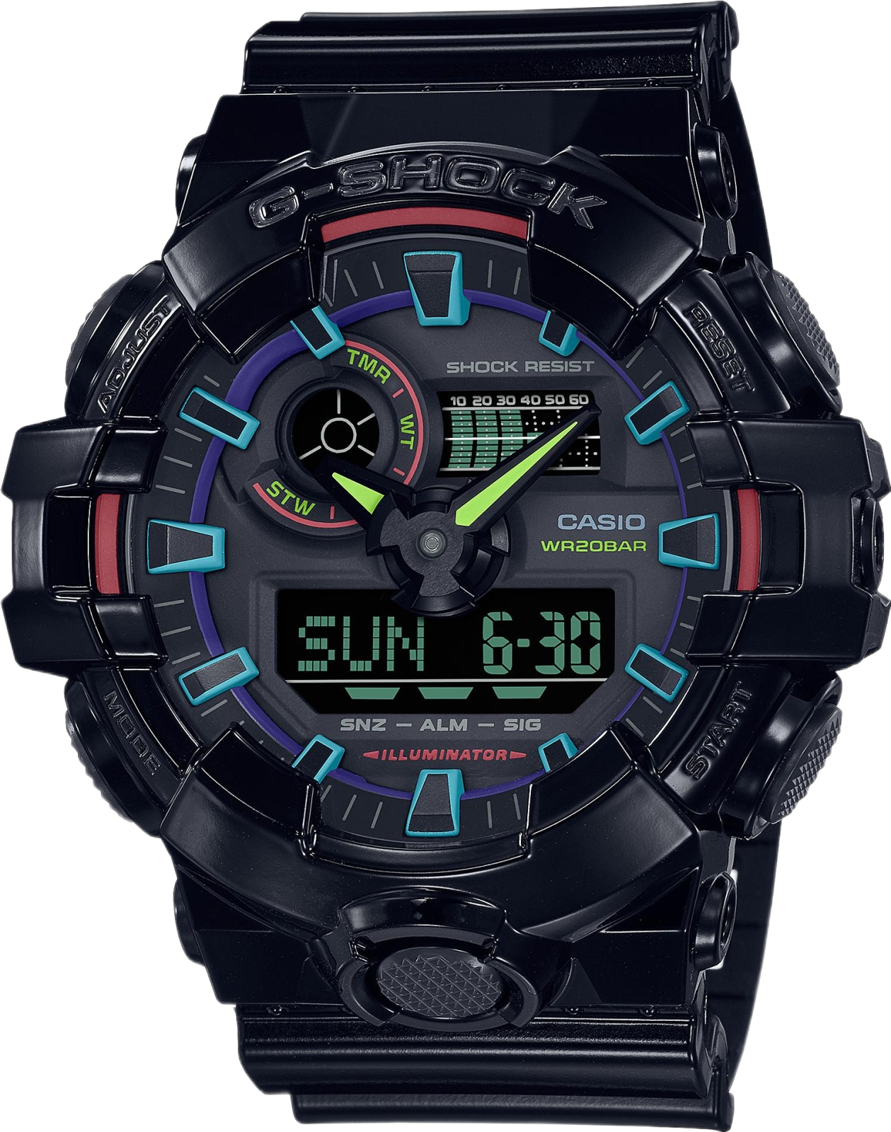 Унисекс часы CASIO G-SHOCK GA-700RGB-1A